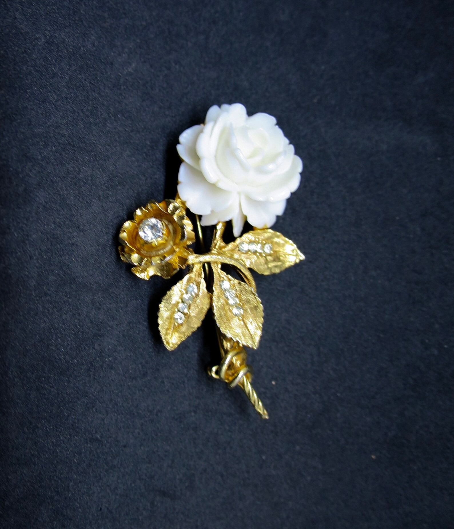 BSK White Rose Brooch White Carved Rose Gold Rose Gold Tone - Etsy