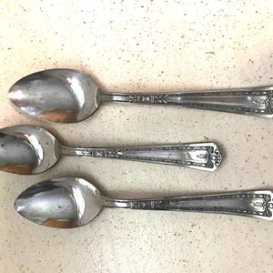 3 Florence Tea Spoons National Silver Co. Reinforced Silver Plate Flatware 3 pcs Art Deco Vintage 1930 Replacement Flatware