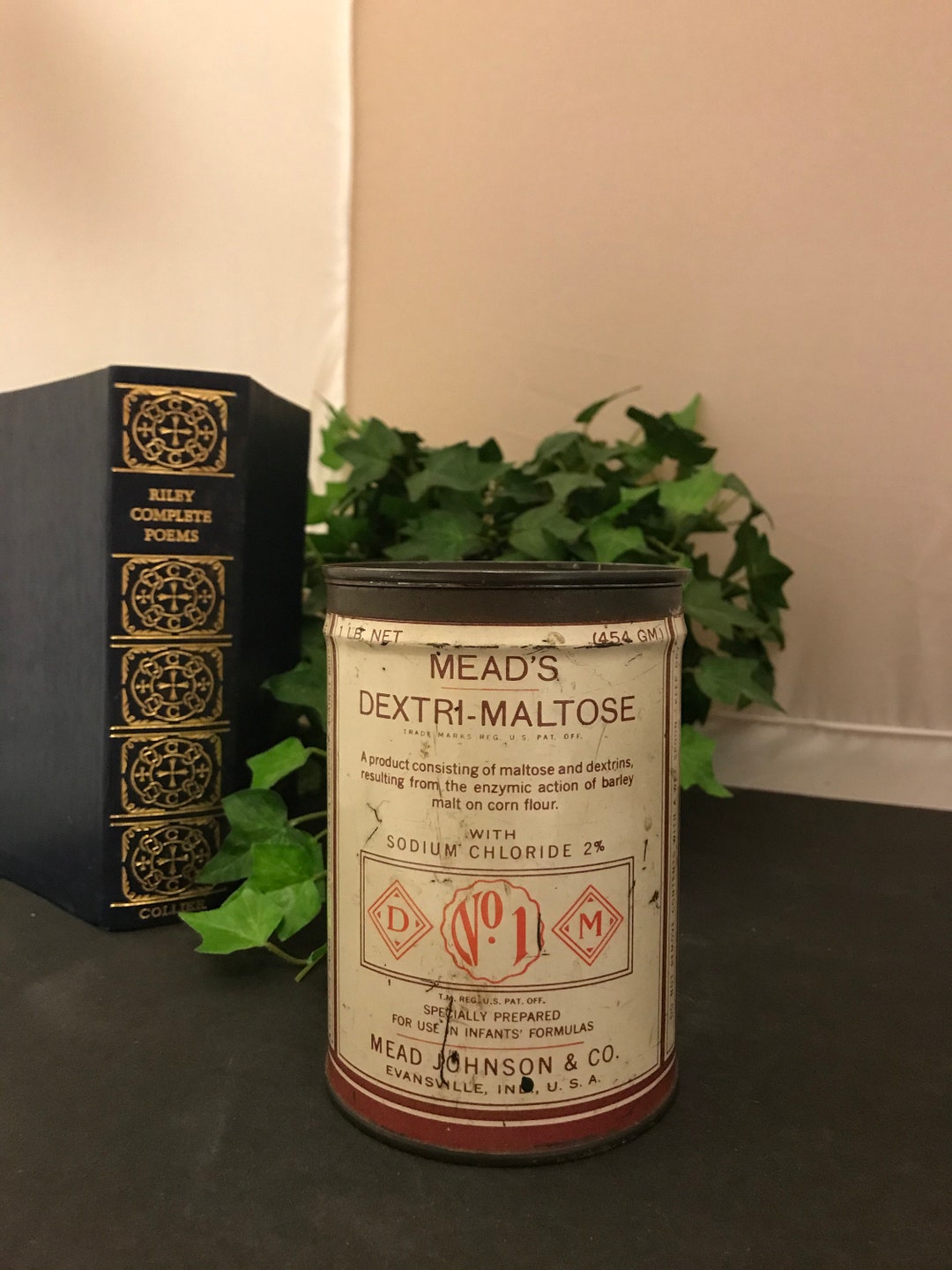 1940's Baby Formula Tin Mead's Dextrimaltose Formula Additive W/ Yeast