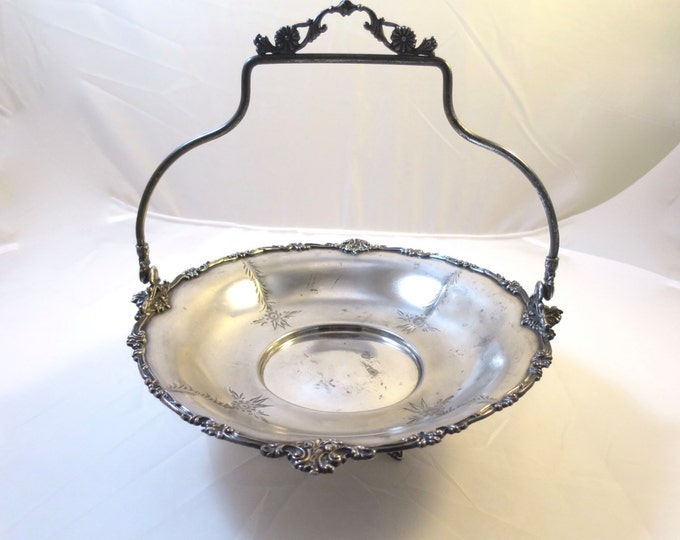 Antique Silver Basket W/ Handle Footed Victorian Engraved Etsy