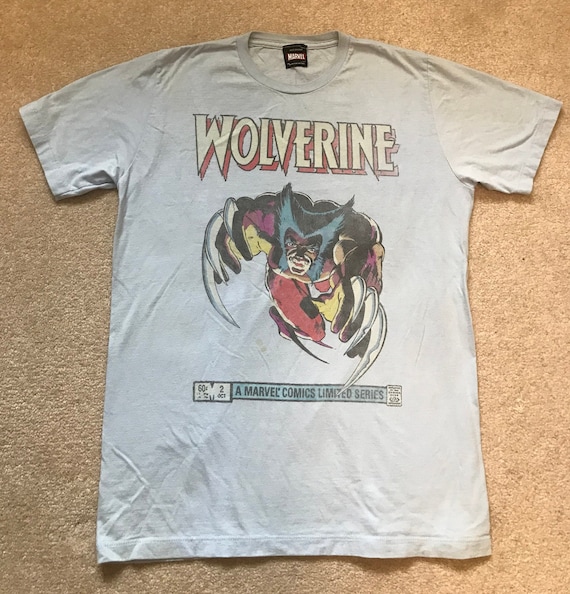 Marvel Comics Wolverine Tee Shirt Blue Cotton Vin… - image 2