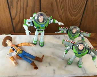 Toy Story Figures, Buzz Lightyear, Woody Thinkway Toys Vintage