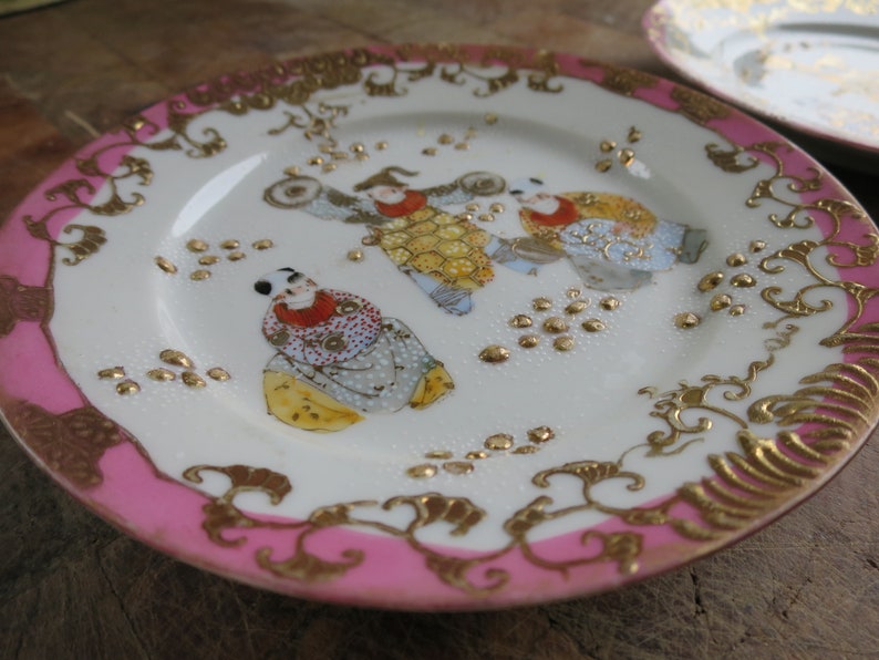 2 Mejeii Kutani Satsuma Fine Porcelain Plates Heavy Gilt Etsy