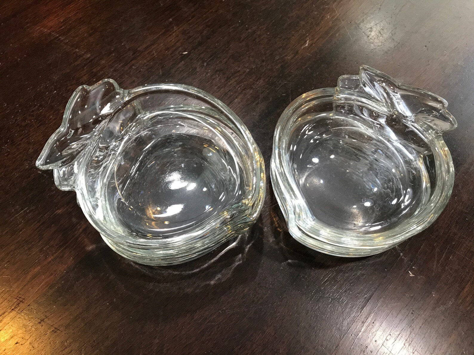 Peach Glass Ashtray Set 6 Clear Molded Glass Personal Peach Etsy