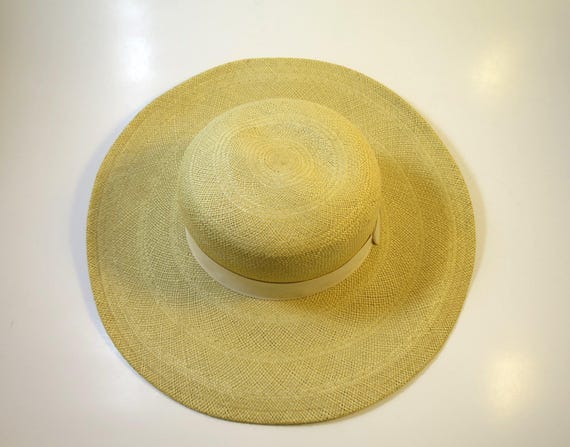 Panama Hat Wide Brim Ribbon Band Trim Hand Woven … - image 1