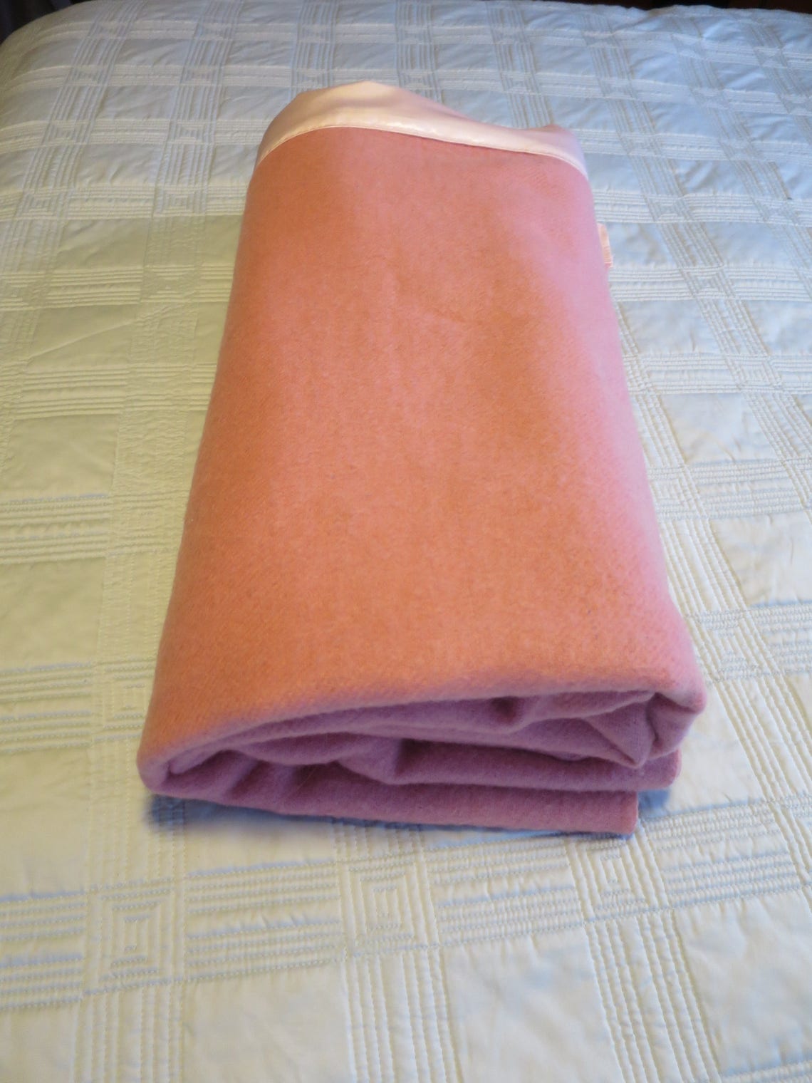 Rose Pink Wool Blanket Full Size 52 X 71 Inches All Wool Woven Etsy
