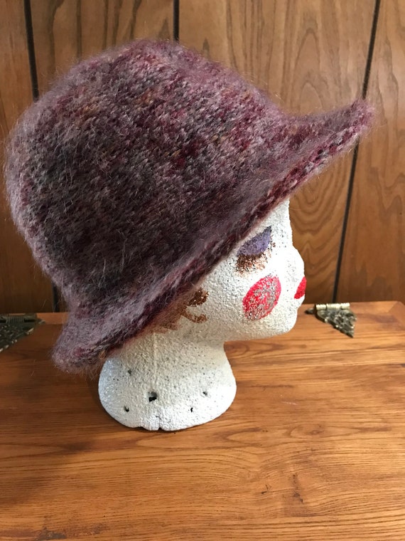 Burgundy Tan Hat w/ Shaped Brim Saks Fifth Ave. N… - image 1