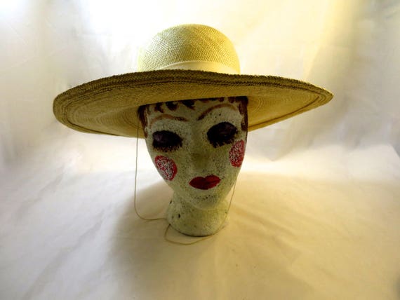 Panama Hat Wide Brim Ribbon Band Trim Hand Woven … - image 5