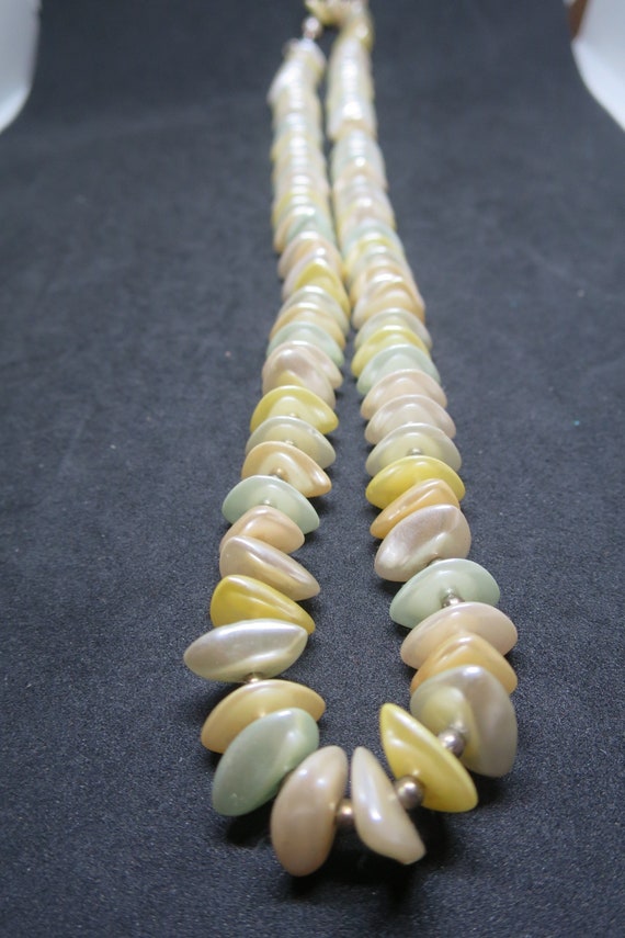 Pastel Pearl Necklace Yellow Green Peach Triangula