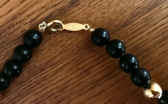 Napier Black Gold Bead Choker Necklace Gold Clasp… - image 2