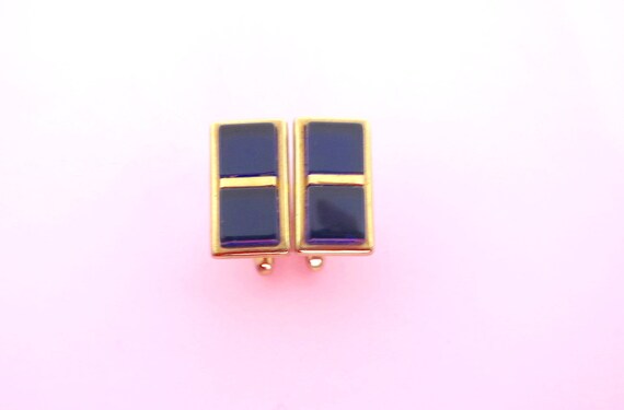 Hickok Cobalt Blue Cuff Links Navy Resin Square S… - image 4