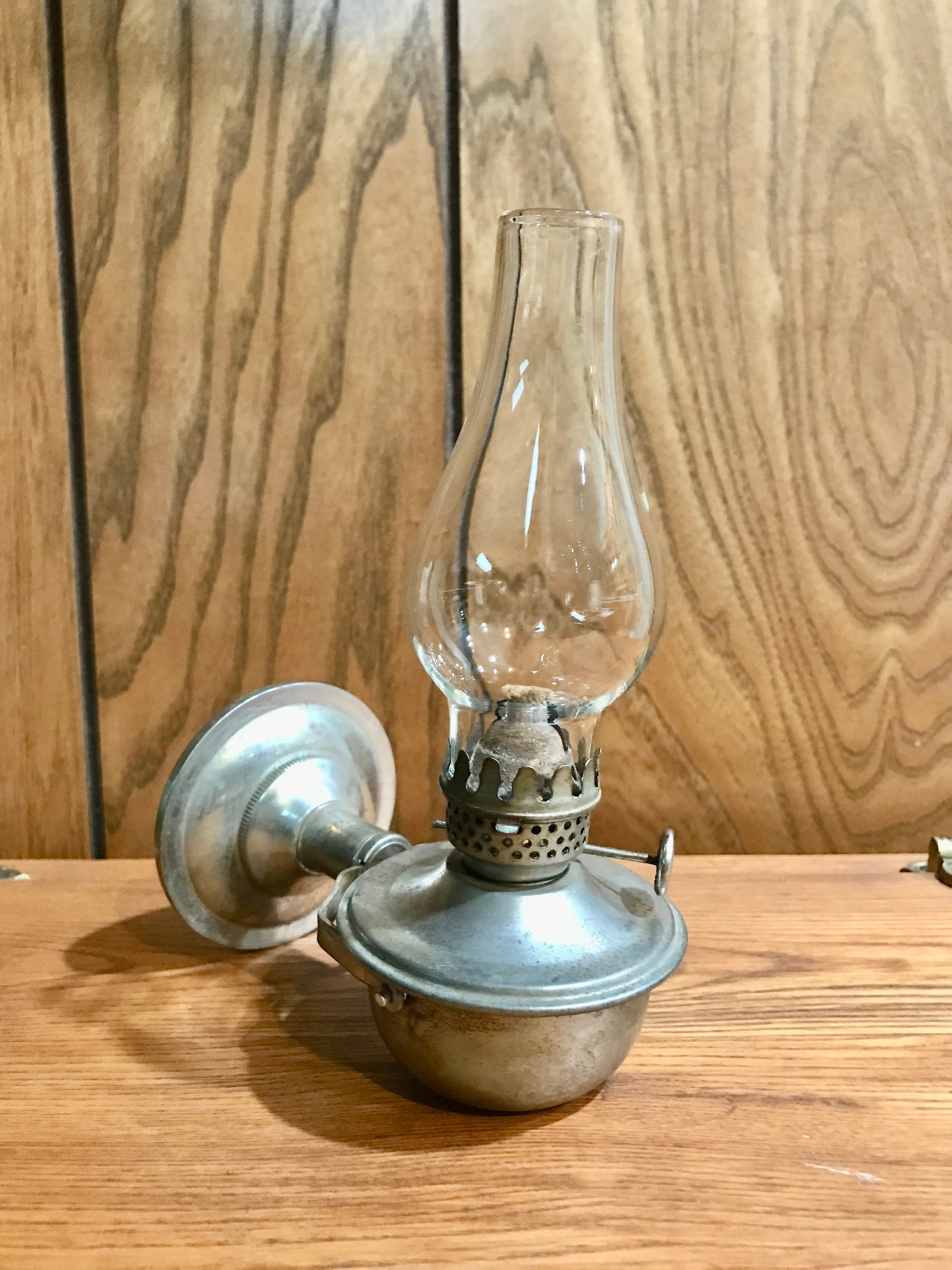 Vintage Brass Miniature Oil/Kerosene Lamp Made in India w/Glass Chimney &  Wick