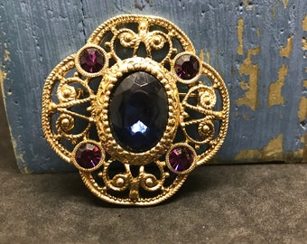 素晴らしい価格 Brooch Revival Victorian Co. Jewelry 1928 Blue Faceted Oval その他