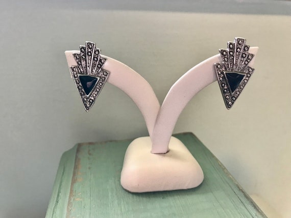 Faux Marcasite Earrings Art Deco Revival Antique … - image 3