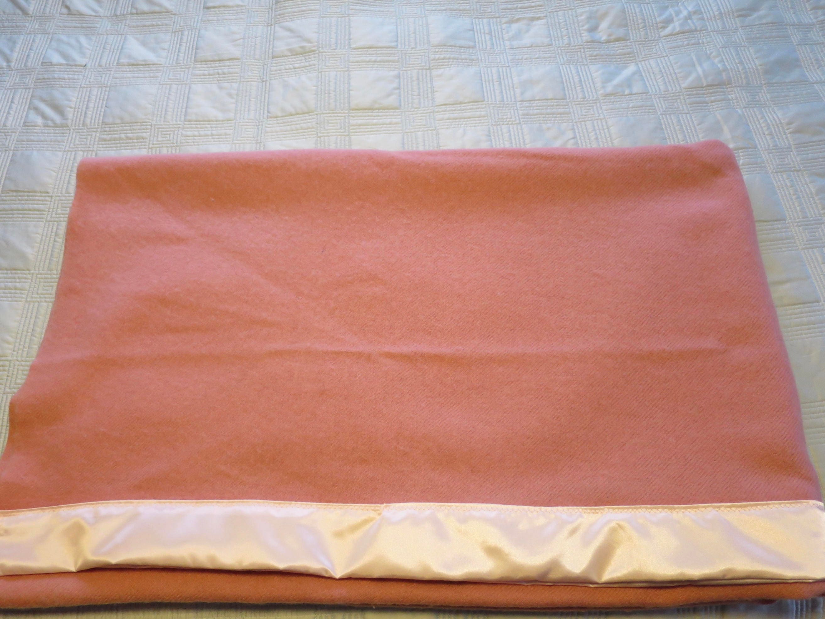 Rose Pink Wool Blanket Full Size 52 X 71 Inches All Wool Woven Etsy