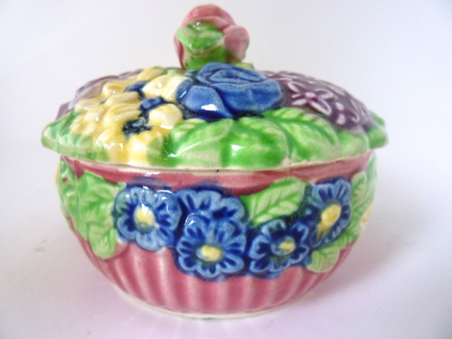 Floral Bouquet Bath Powder Box 1950's Pink Green Blue Etsy