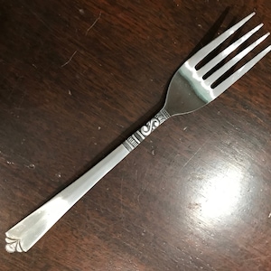 6 Stainless Salad Forks ORL 31 Orleans Retired Pattern Made in Korea Stainless Steel Salad Forks 6.5 inch 1970s Vintage NOS Flatware