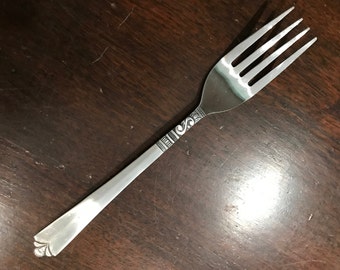 6 Stainless Salad Forks ORL 31 Orleans Retired Pattern Made in Korea Stainless Steel Salad Forks 6.5 inch 1970s Vintage NOS Flatware