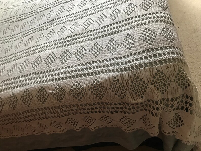 White Lace Bed Spread Cotton Crochet Lace Bed Cover Size King Etsy