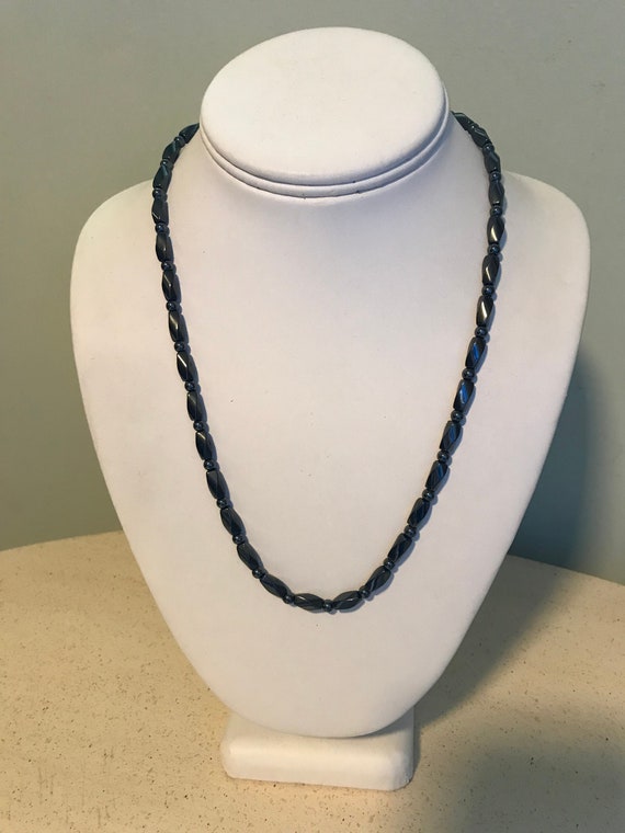 Magnetized Hematite Bead Necklace 20 inch Barrel T