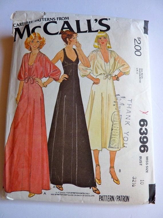 Maxi Slip Dress Pattern Pull Over Slip Dress Bat Wing Cover Tie