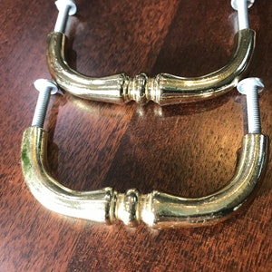 2 Brass Drawer/Door Pulls Kitchen Bath Furniture Cabinet Hardware Replacement Vintage 1990s 3.25 inch Door/Drawer Pulls