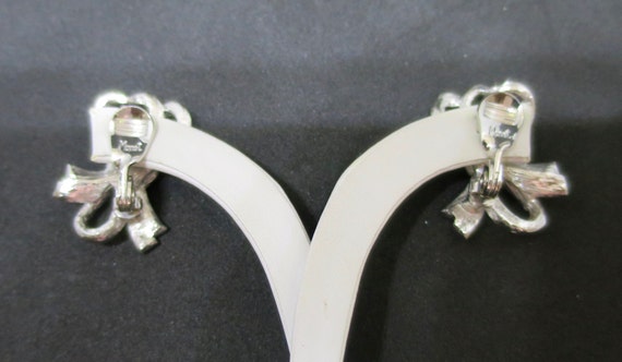 Monet Silver Bow Earrings Triple Tied Bows Vertic… - image 6