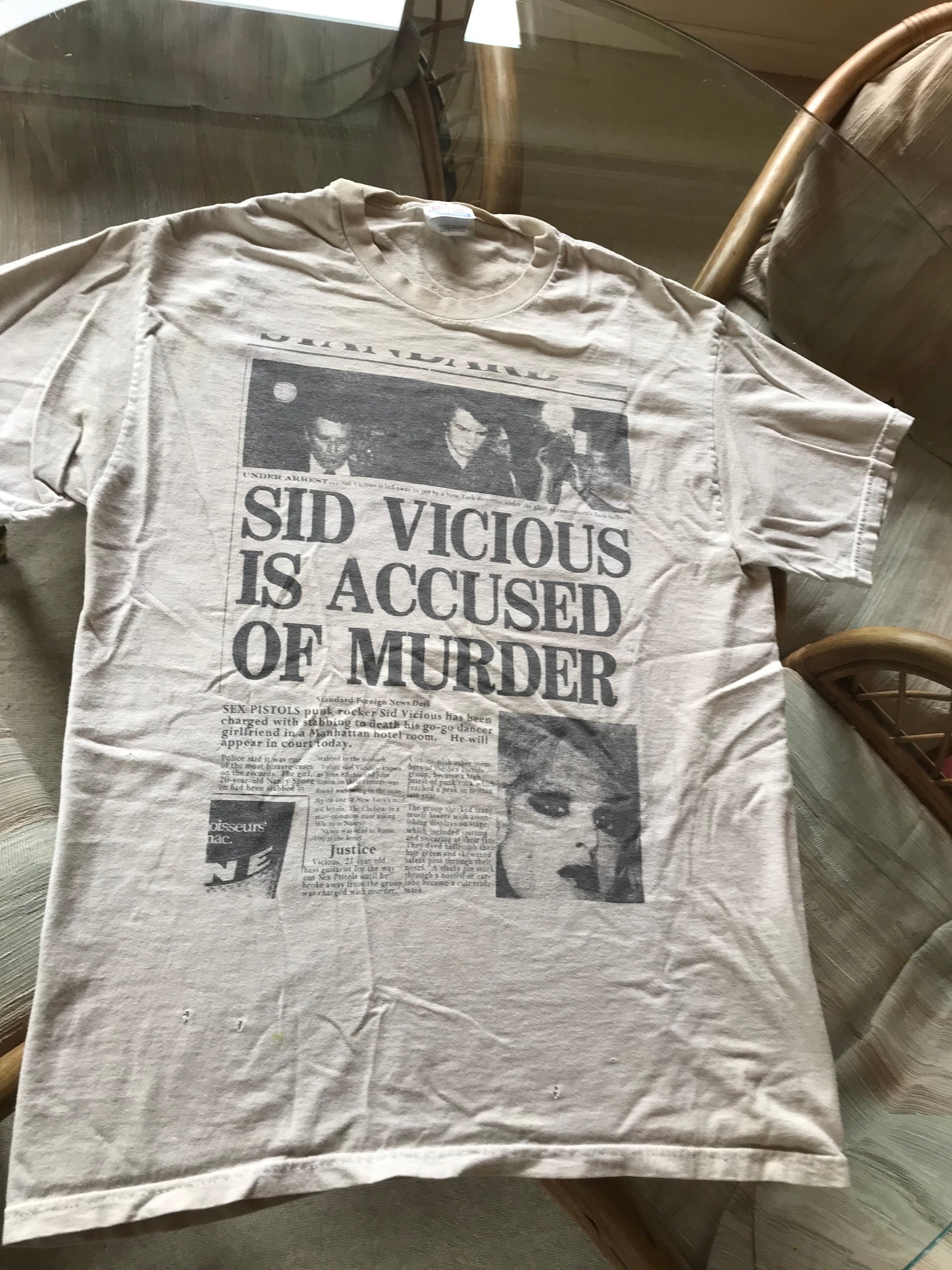 Sid Vicious Murder Headline Tee Sex Pistols Black Graphic Sid Vicious Murder Headline Tee Sex Pistols Black Graphic