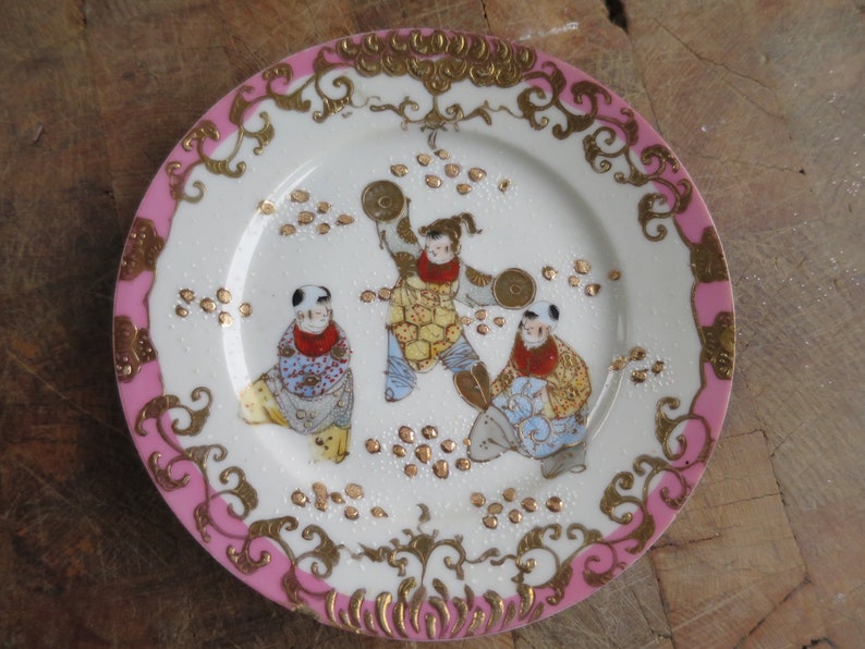 2 Mejeii Kutani Satsuma Fine Porcelain Plates Heavy Gilt Etsy