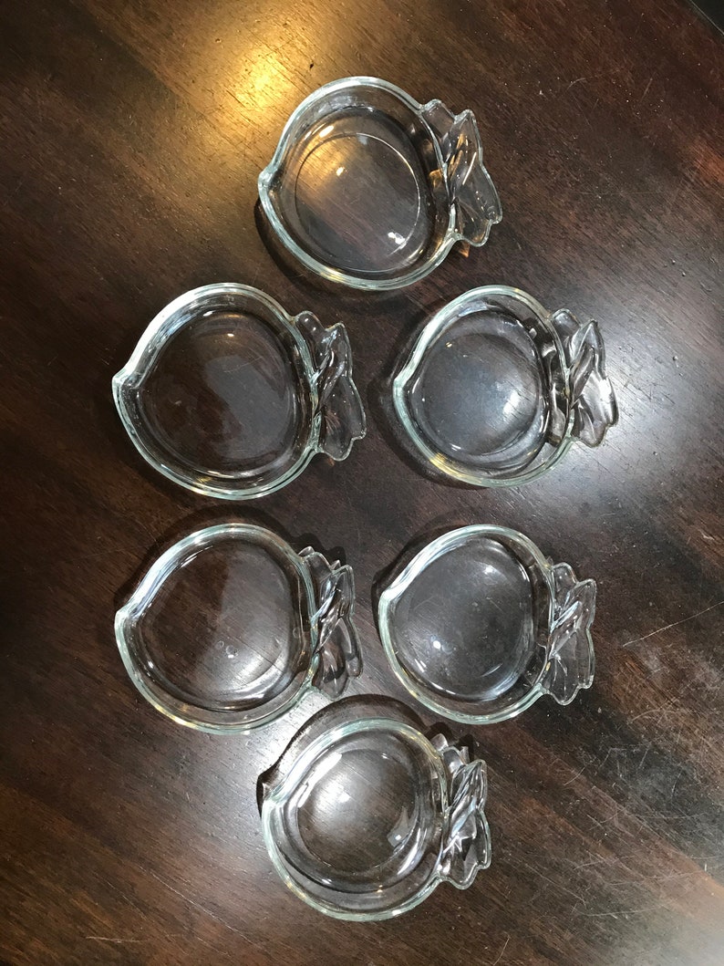 Peach Glass Ashtray Set 6 Clear Molded Glass Personal Peach Etsy