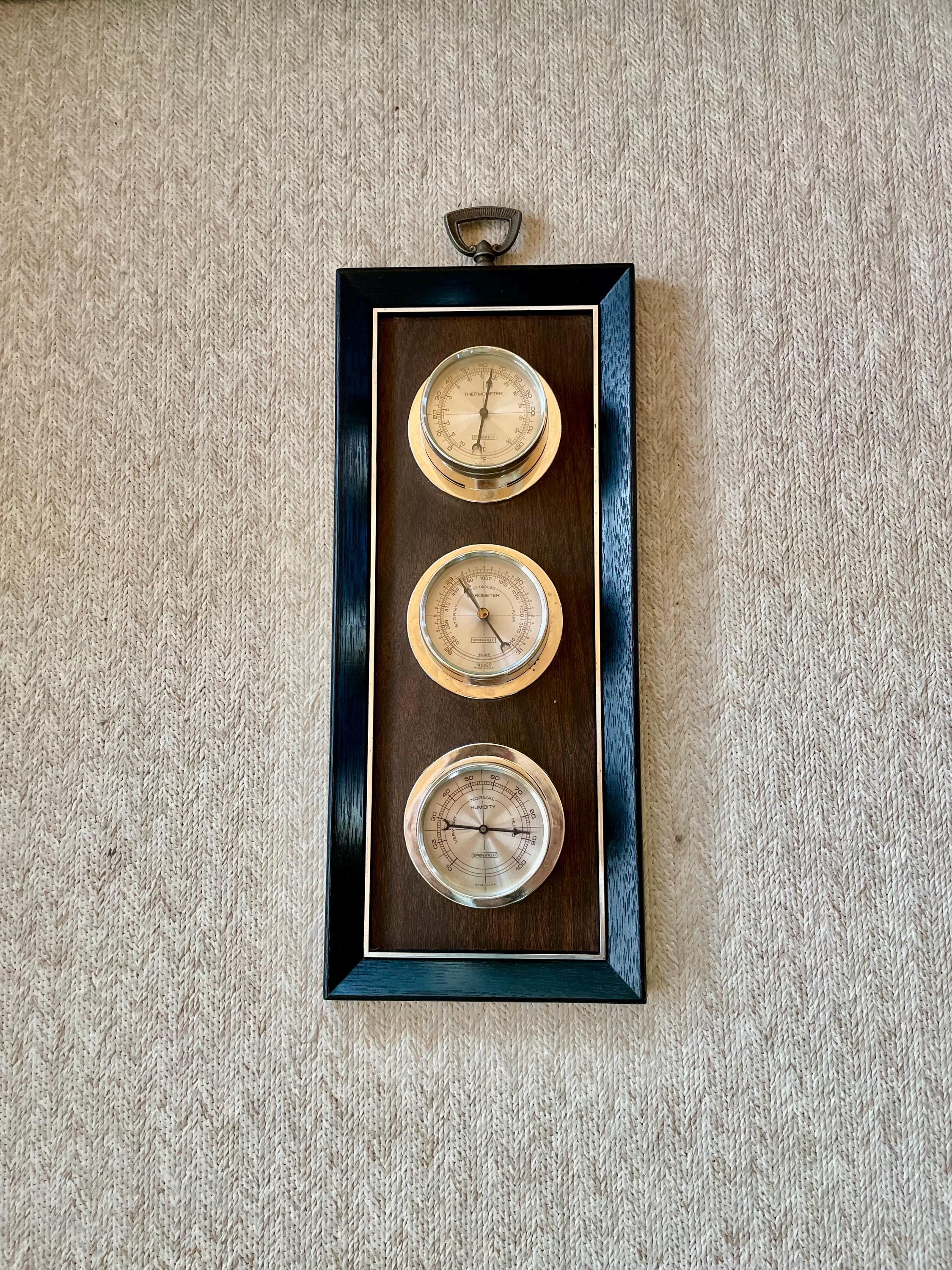 Springfield Wall Weather Station 3 Gauges Thermometer Barometer