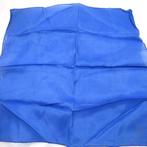 Blue Square Scarf Royal Blue Rayon Hand Rolled Hem Made in Japan 18 inch Square 1950s Vintage Neck Scarf Accent Scarf Fashion Accessory