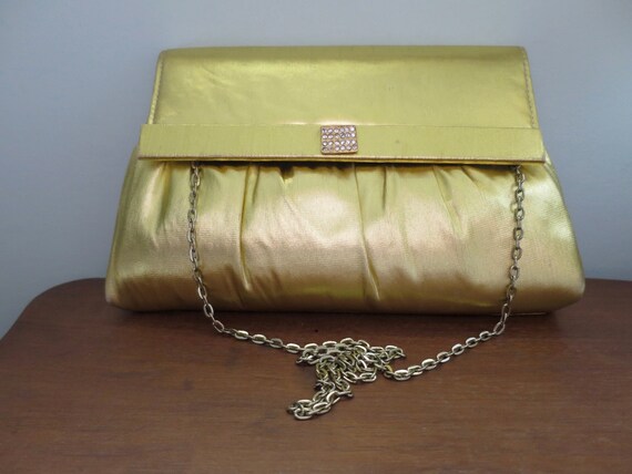 Gold Lame Bag Clutch/Shoulder Envelope Signed Har… - image 1