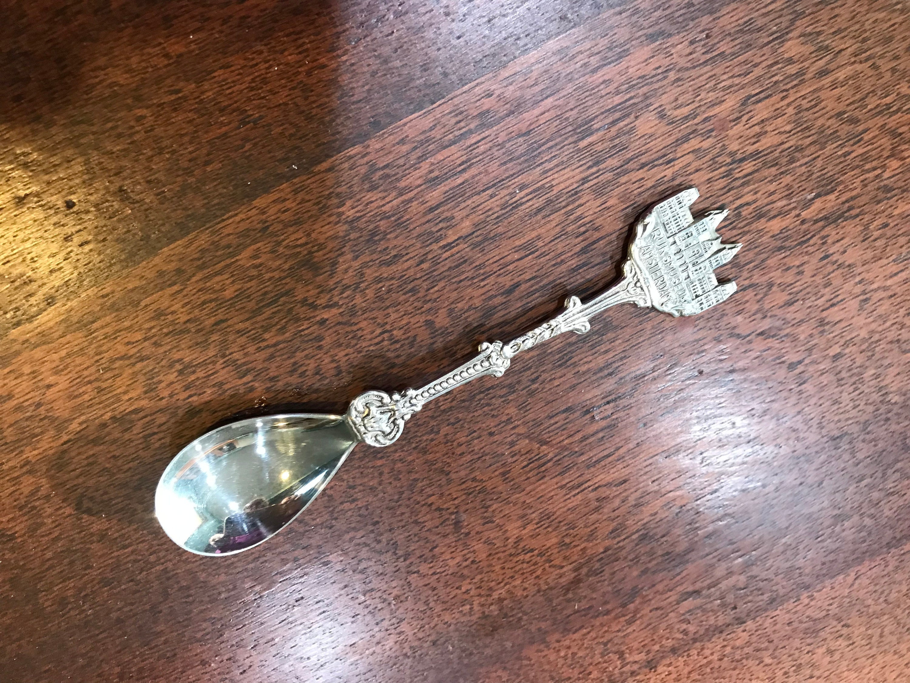 Amsterdam Souvenir Demitasse Spoon Hallmark Silver Ruks Museum Amsterdam Holland ca. 1970s Netherlands Dutch Collectible Spoon  4.5 inches