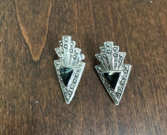 Faux Marcasite Earrings Art Deco Revival Antique … - image 6