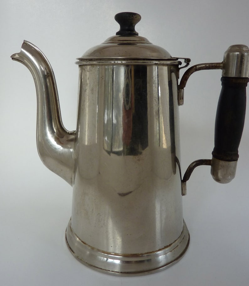 Chrome Tea Kettle Coffee Pot Rochester Wood Handle Knob Etsy