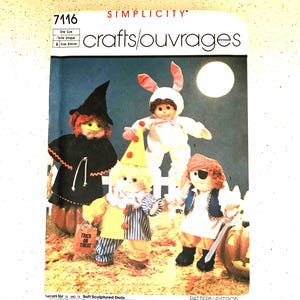 4 Cabbage Patch Doll Costumes Simplicity Sewing Pattern Bunny Rabbit Witch Pirate Clown Vintage 1980's UNCUT Factory Fold