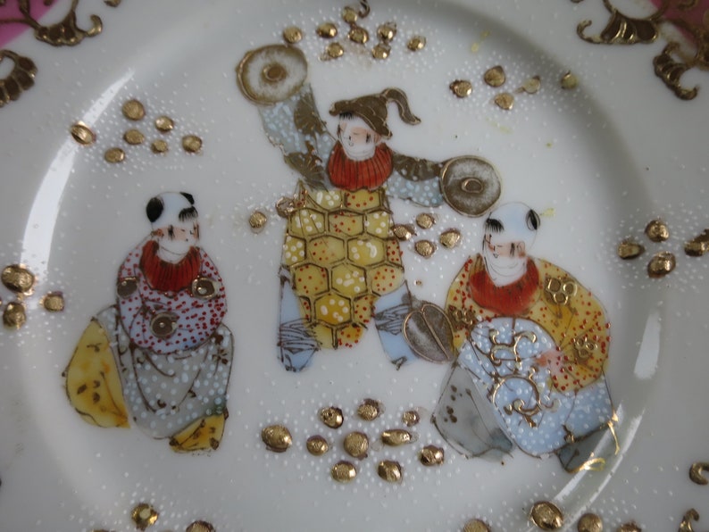 2 Mejeii Kutani Satsuma Fine Porcelain Plates Heavy Gilt Etsy