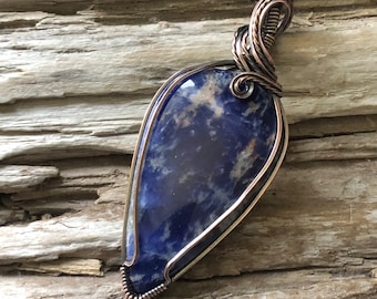 Wire Wrapped Sodalite Pendant, Sodalite and Copper Pendant, Copper Jewelry, A gift for Mom