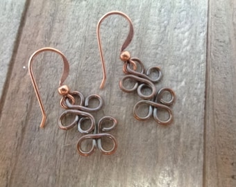 Copper Celtic Knot Earrings | Handmade Wire Drop Earrings