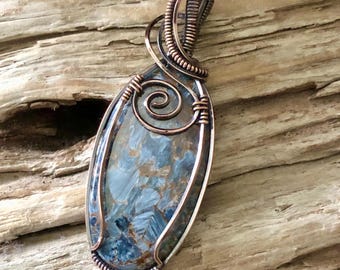 Pietersite and Copper Pendant, Handmade Jewelry