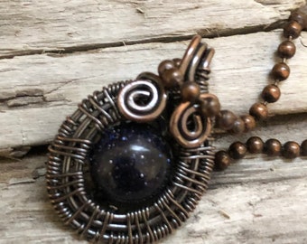 Blue Goldstone Pendant Necklace