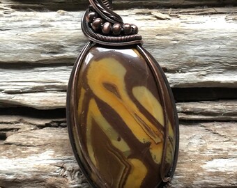 Mookaite Pendant, Mookaite and Copper Pendant, Wire Wrapped Pendant, Handmade Jewelry, Made in Canada, Gift for Mom