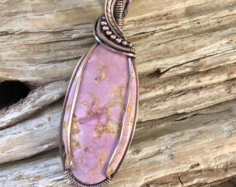 Phosphosiderite and Copper Pendant Necklace