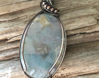 Moss Agate Pendant, Moss Agate Pendant Necklace