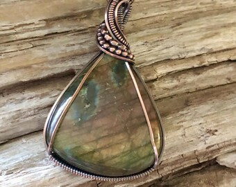 Labradorite and Copper Pendant Necklace