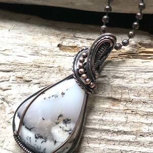 Dendritic Opal Pendant, Dendritic Opal Necklace, Dendric Opal Pendant, Black and White Pendant image 8