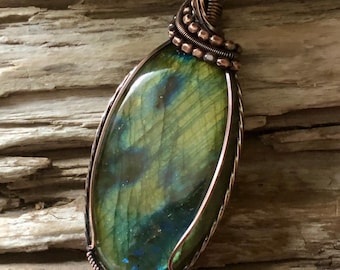 Labradorite and Copper Pendant Necklace