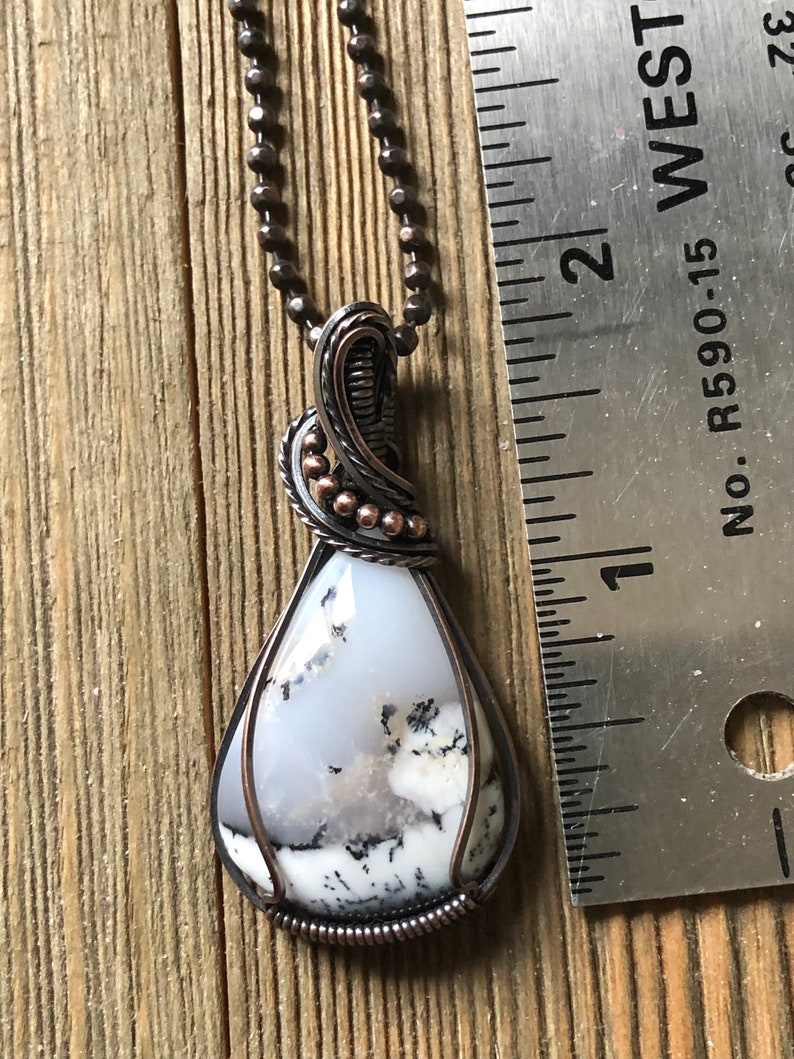 Dendritic Opal Pendant, Dendritic Opal Necklace, Dendric Opal Pendant, Black and White Pendant image 9