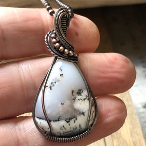 Dendritic Opal Pendant, Dendritic Opal Necklace, Dendric Opal Pendant, Black and White Pendant image 10